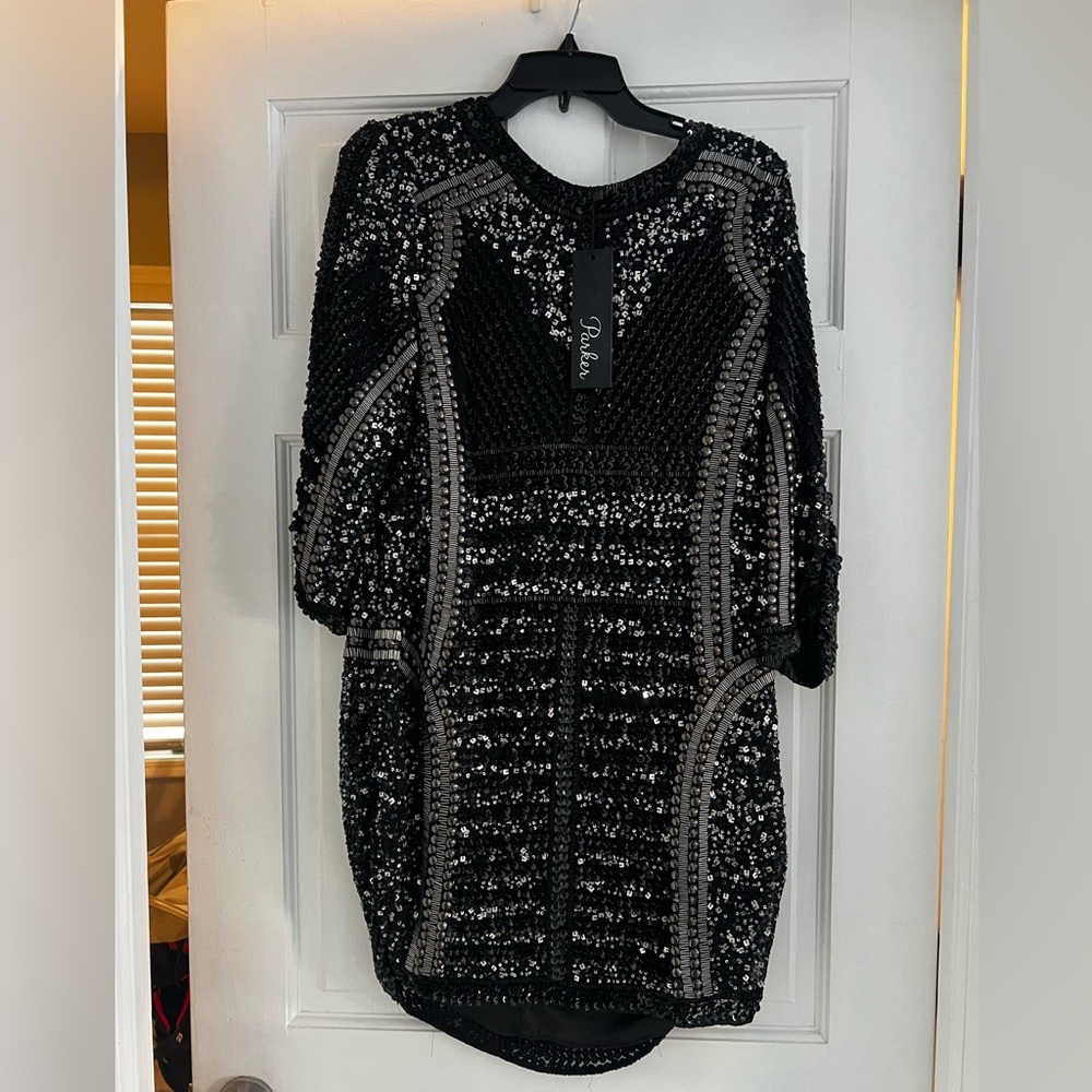 Parker Beaded Little Black Dress Size 10 New With Tags